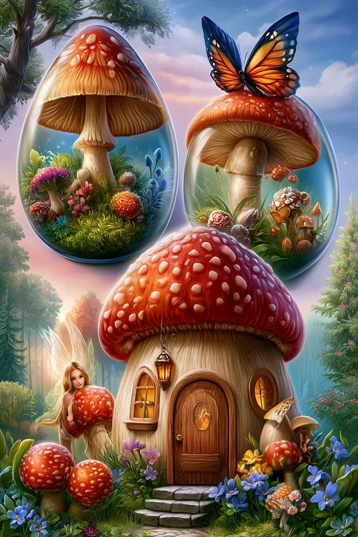 A whimsical fairy with blonde hair and delicate wings peeks out from