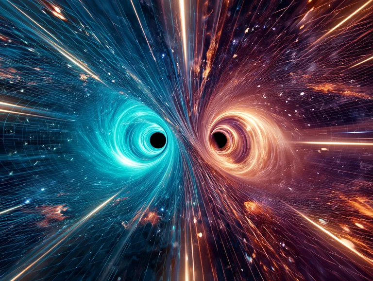 This image depicts a surreal and dynamic representation of two black