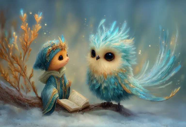 A small, fluffy creature resembling a hamster, dressed in a blue and