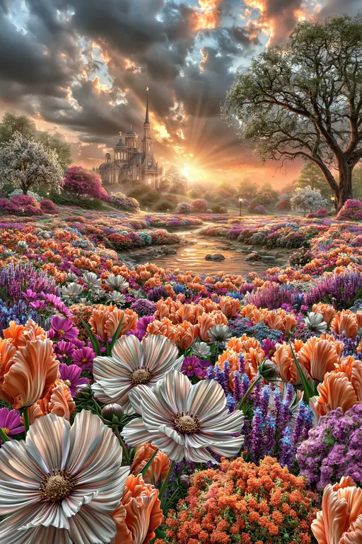 A breathtaking fantasy landscape unfolds with a majestic castle in