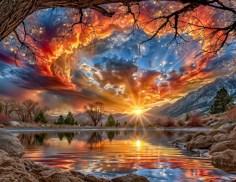 A breathtaking sunset paints the sky with vibrant hues of orange,