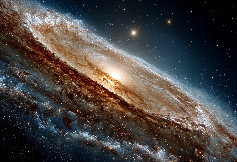 A breathtaking view of a spiral galaxy, with its core glowing