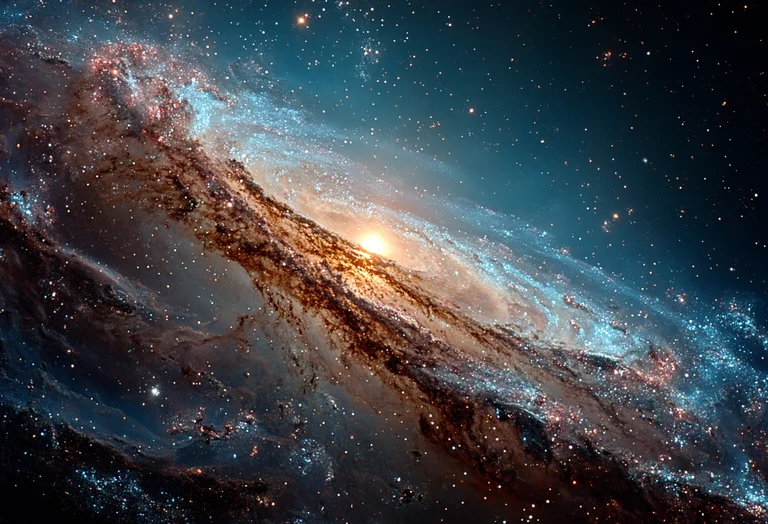 A breathtaking view of a spiral galaxy, with its core glowing