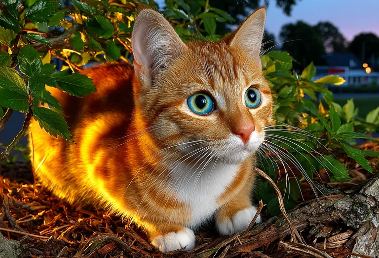 A close-up, photorealistic image of an orange tabby cat with striking