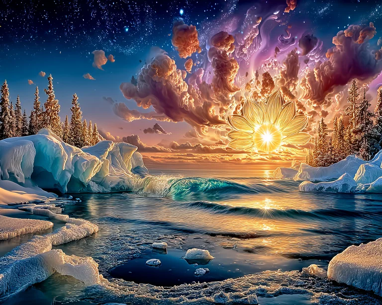 A surreal and ethereal fantasy scene unfolds at the intersection of a