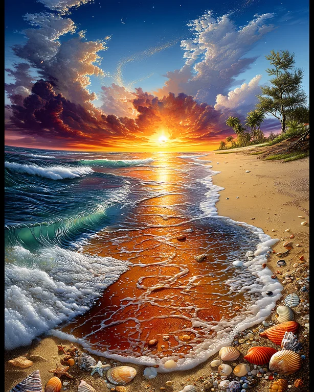 A breathtaking tropical beach scene at sunset