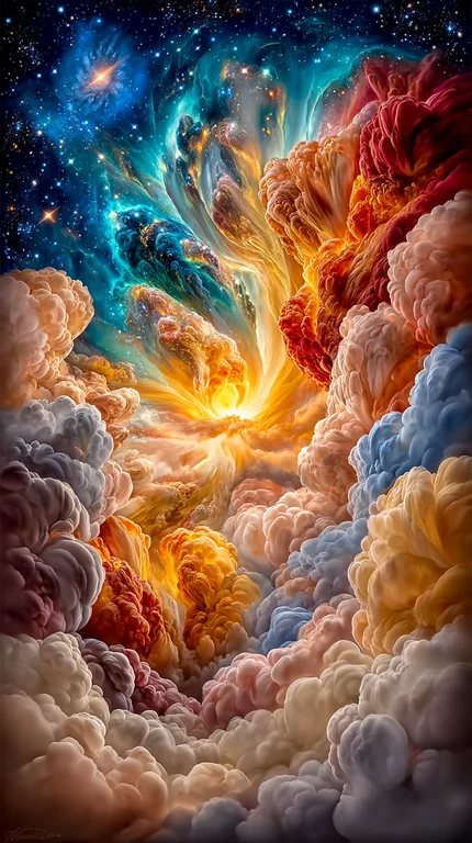 A vibrant and dynamic depiction of a cosmic nebula
