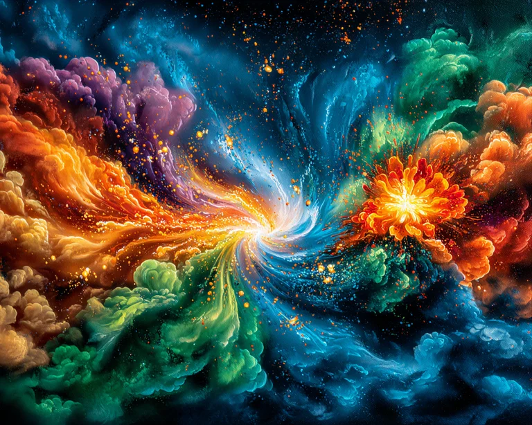 A vibrant explosion of cosmic energy and nebulae