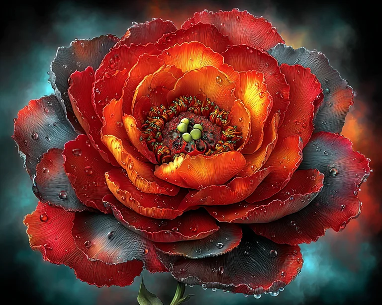 A highly detailed, photorealistic image of a single, large flower