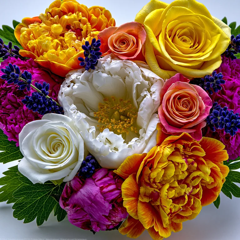 A vibrant and detailed close-up of a floral arrangement