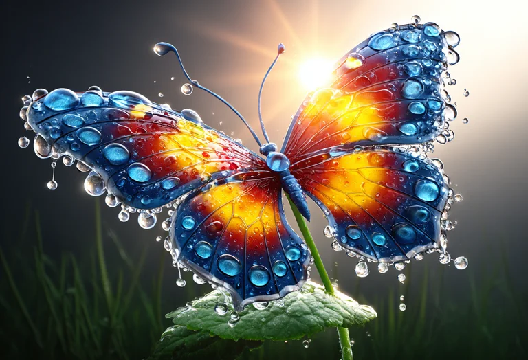 A stunningly detailed butterfly with wings adorned with vibrant blue
