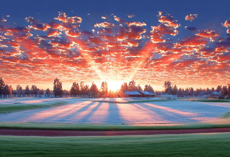 A breathtaking sunrise paints the sky with vibrant hues of orange and