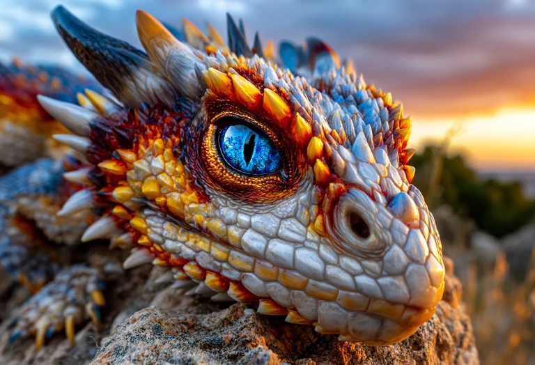 A close-up, photorealistic portrait of a dragon's head