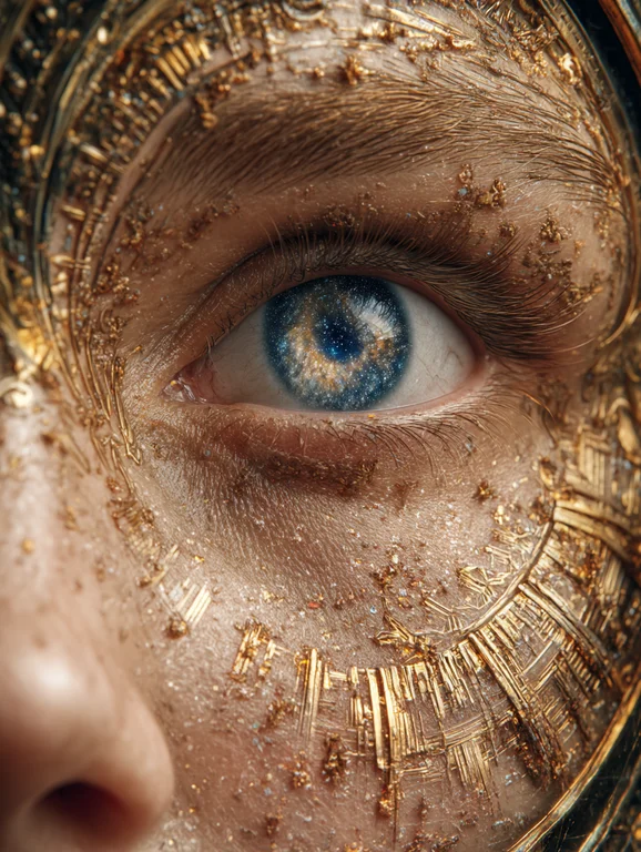 A close-up, extreme detail shot of a human eye, with the iris