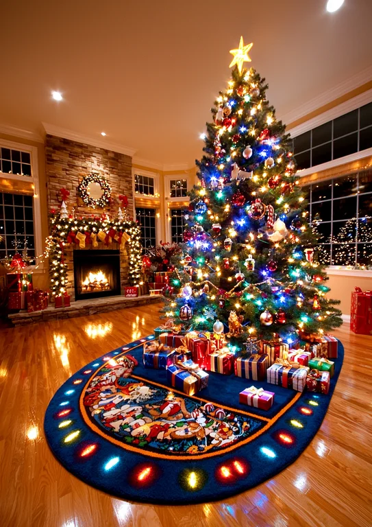 A beautifully decorated living room is set for Christmas