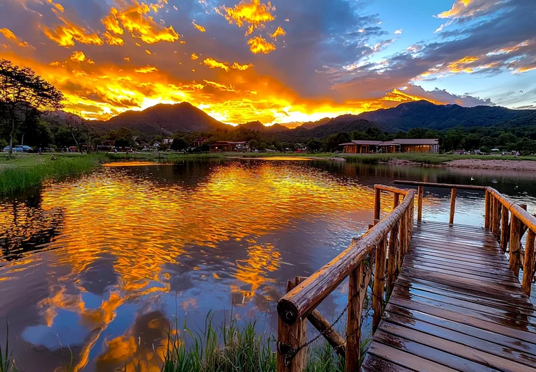 A breathtaking sunset paints the sky with vibrant oranges and