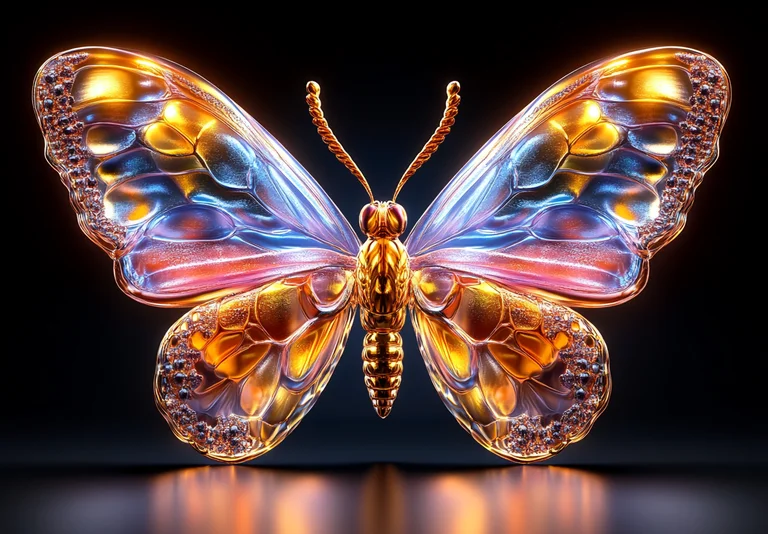 A stunning, intricately designed butterfly made of shimmering gold