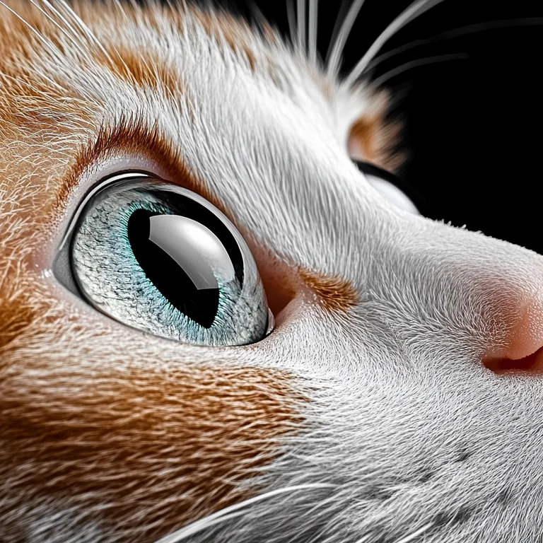 A hyper-realistic close-up of a cat's eye and face