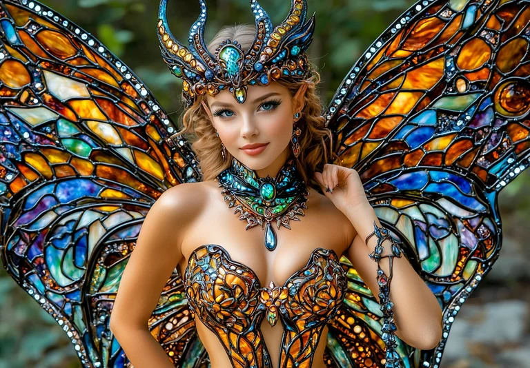 A stunningly detailed portrait of a fairy queen with intricate