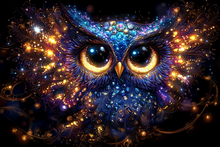 A close-up, highly detailed portrait of an owl's face